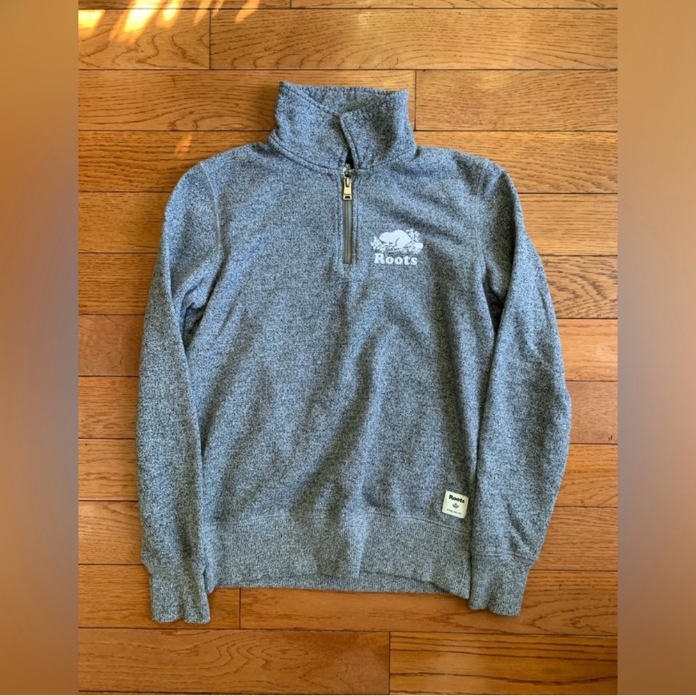 XS Salt and Pepper Roots Organic Original Half Zip Sweater